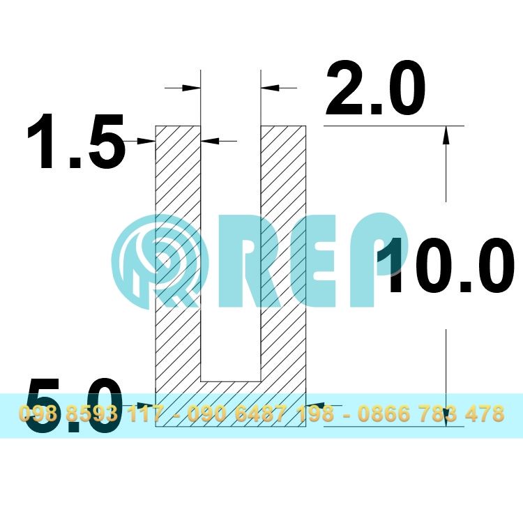 ron cao su chu U 5x10x2