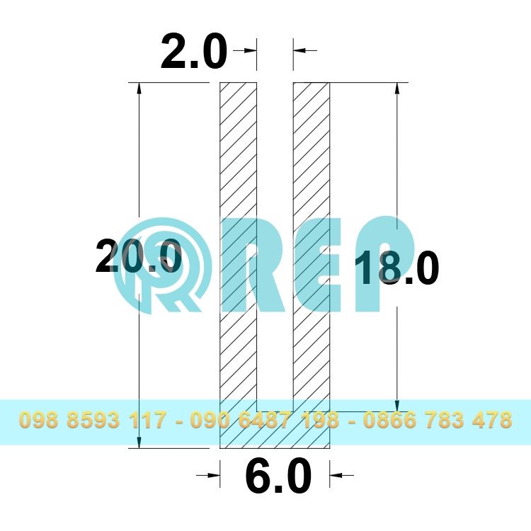 ron cao su chu U 6x18x2